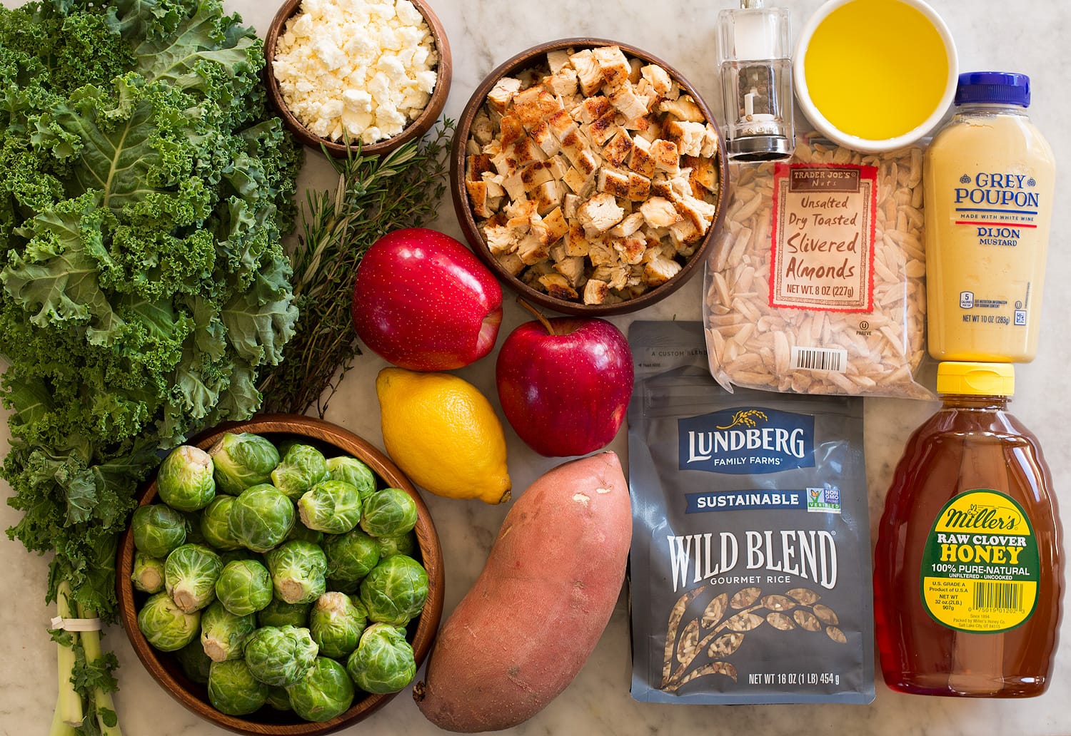 Harvest Bowl Ingredients needed to make a homemade harvest bowl recipe.
