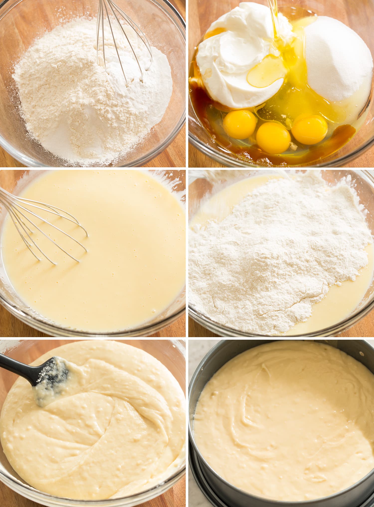 Yogurt Cake Steps of making yogurt cake batter.