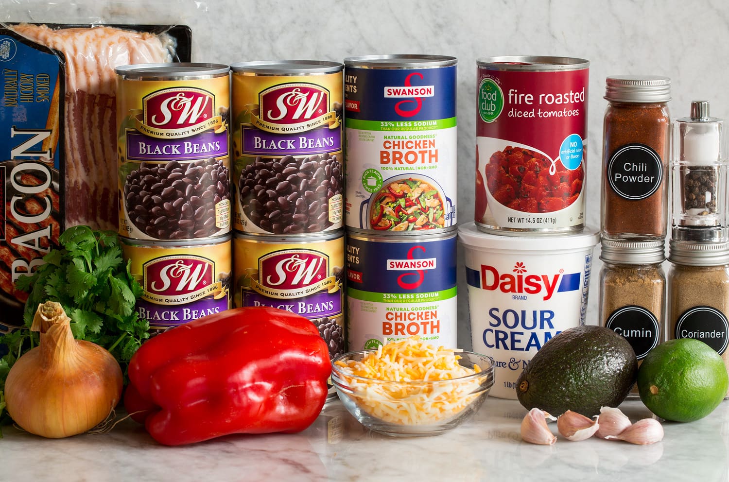 Black Bean Soup Ingredients needed to make black bean soup.