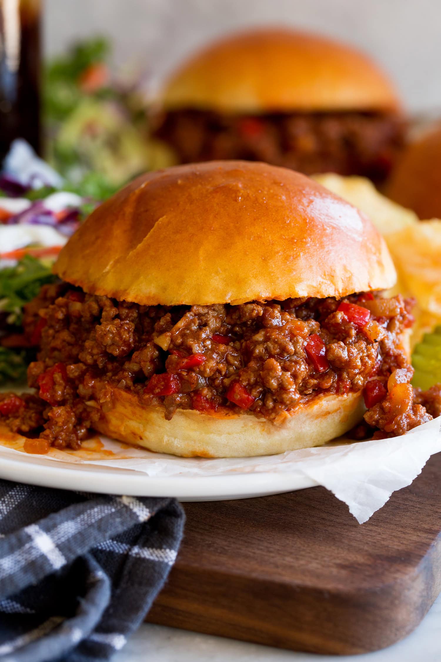 Sloppy Joes Close up image of sloppy joes showing texture and sauce.