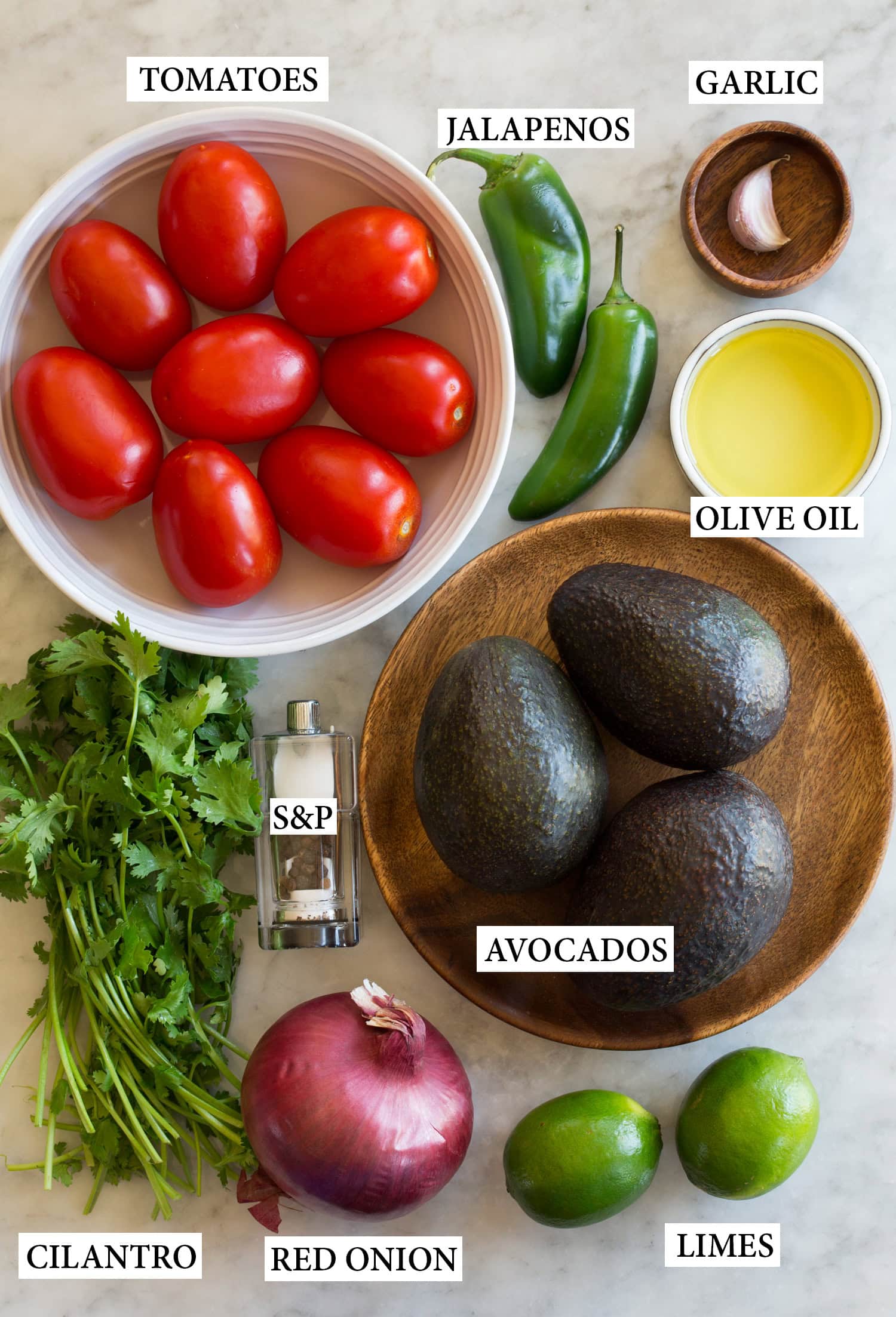 Avocado Salsa Ingredients needed to make avocado salsa.
