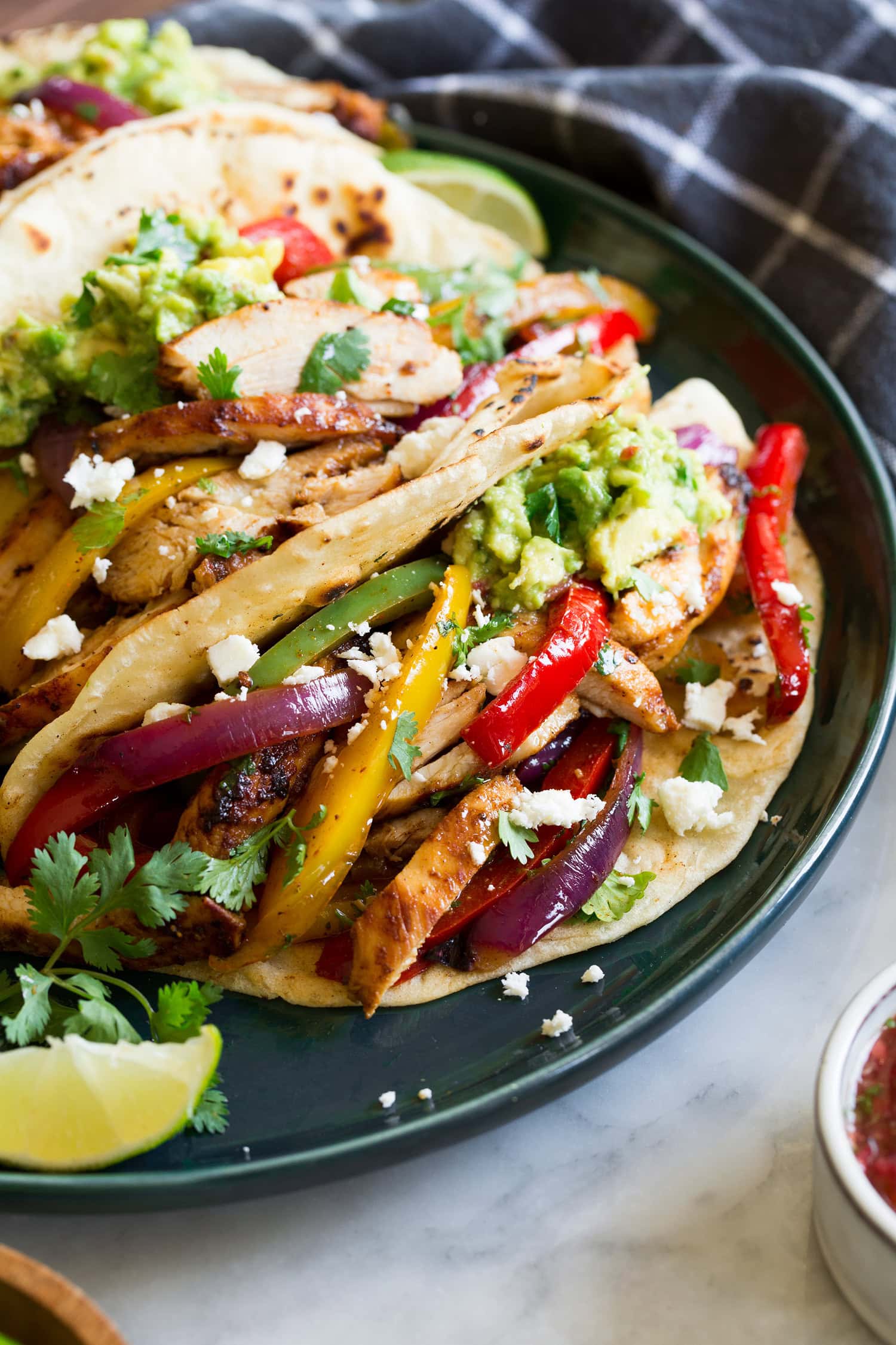 Chicken Fajitas Close up photo of fajitas in tortillas