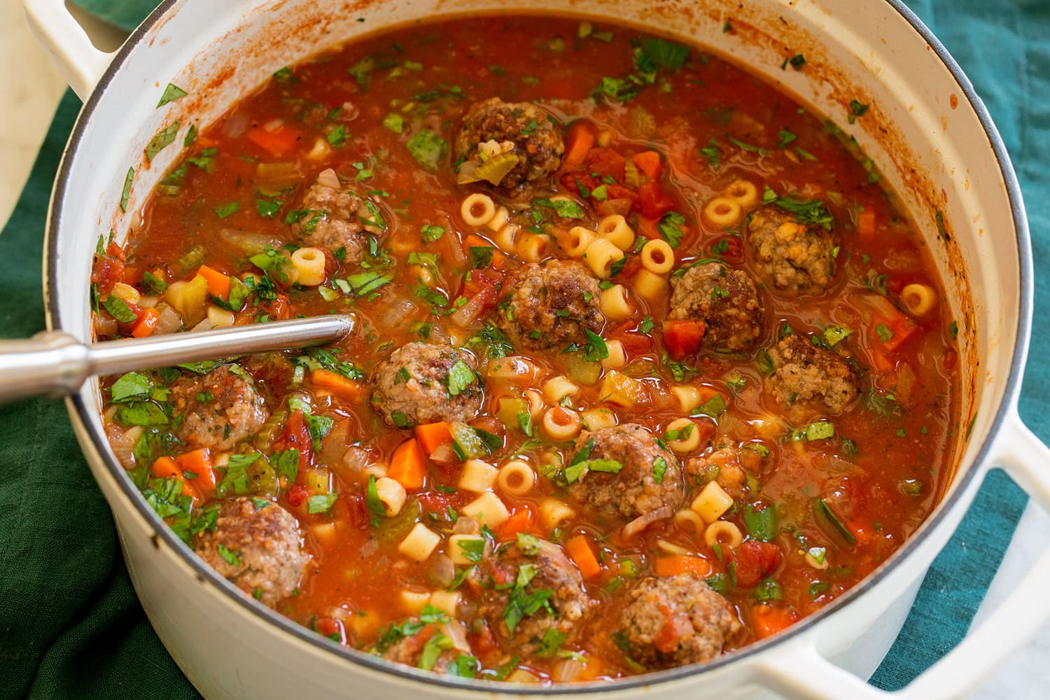 Meatball Soup Completed meatball soup.