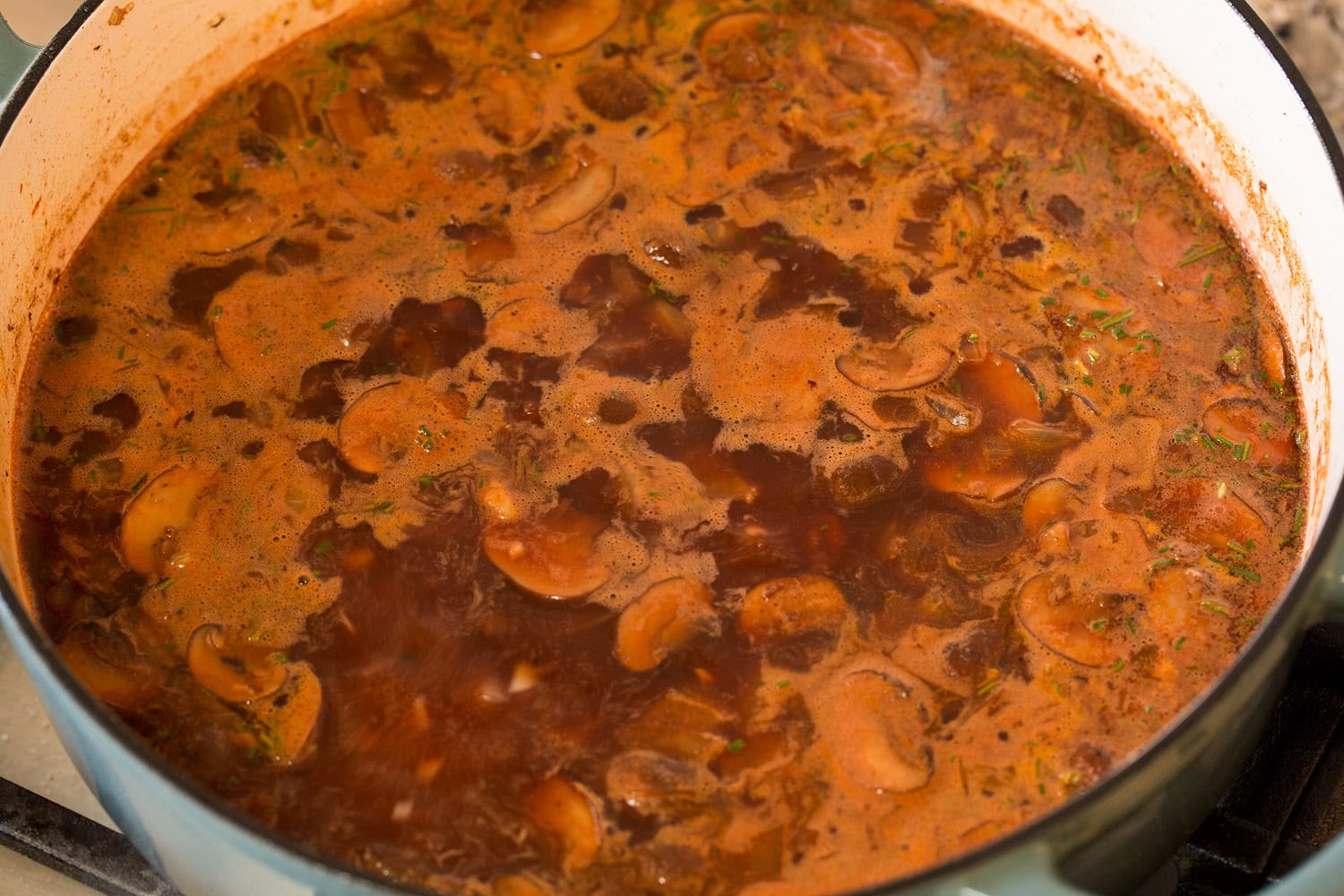 Coq au Vin Simmering coq au vin stew.