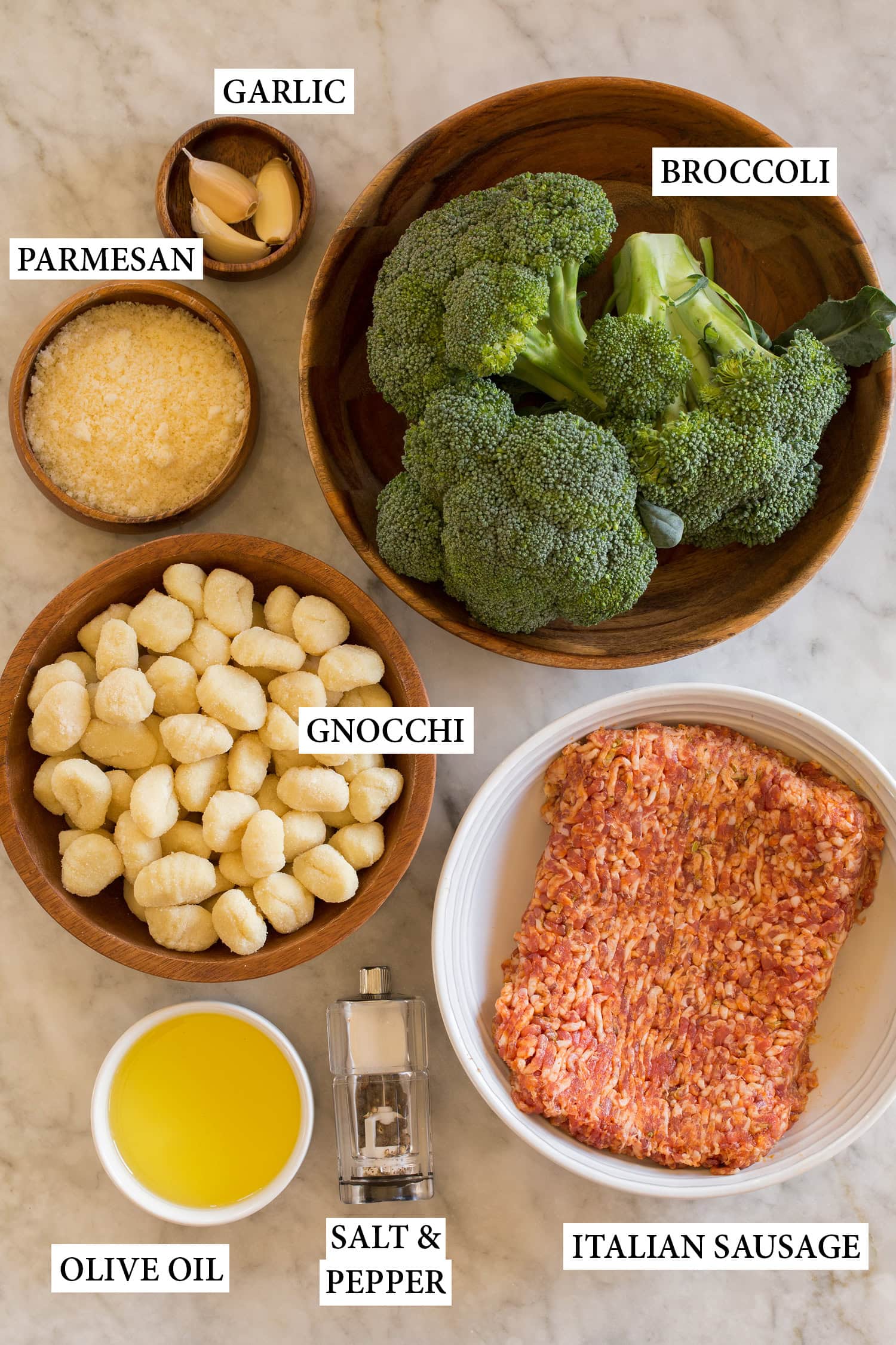 Sheet Pan Gnocchi with Sausage and Broccoli Ingredients needed for sheet pan gnocchi, sausage and broccoli.